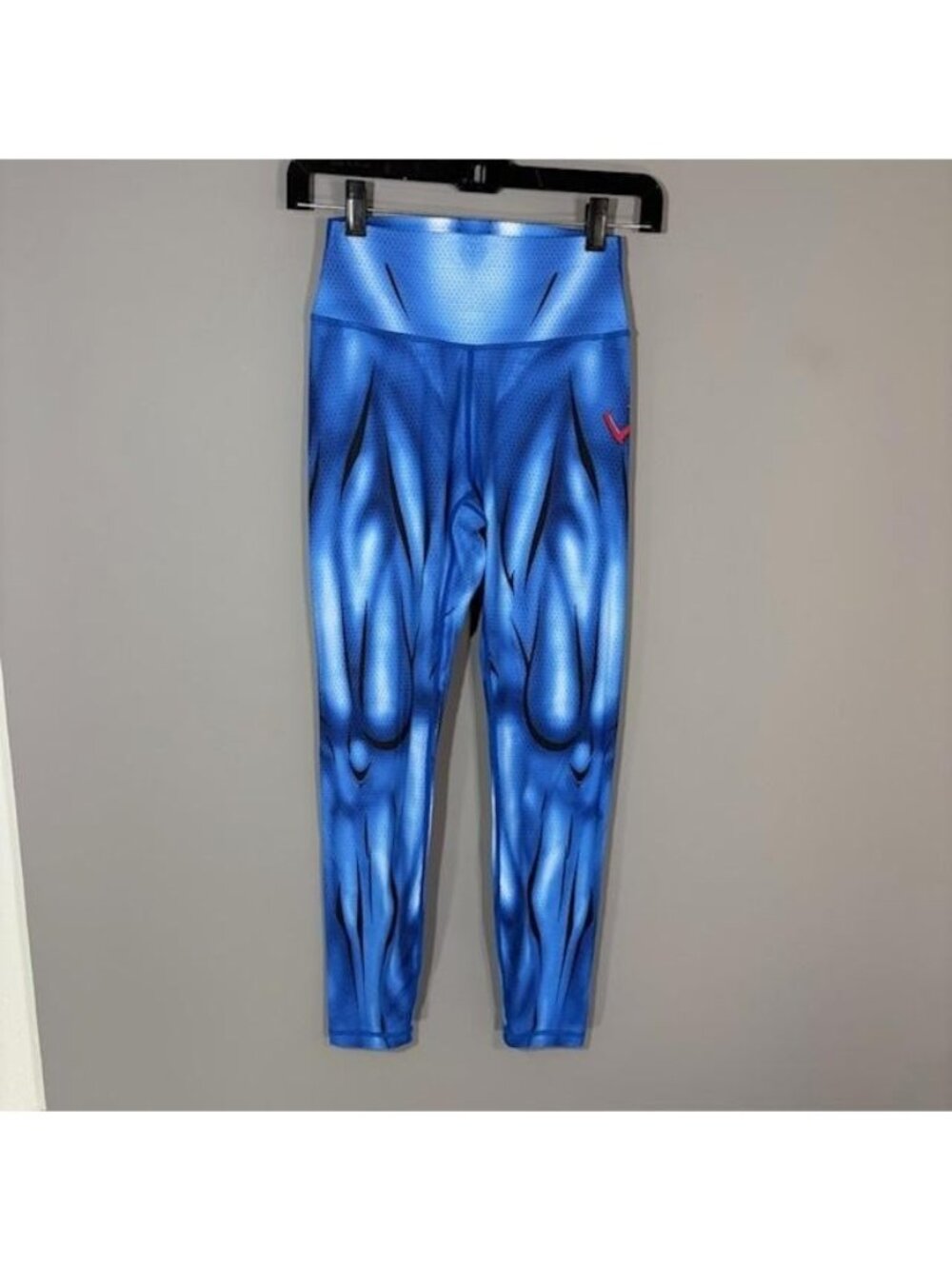 Violate The Dress Code Leggings Womens S Blue Superhero Game Print Ankle Cosplay